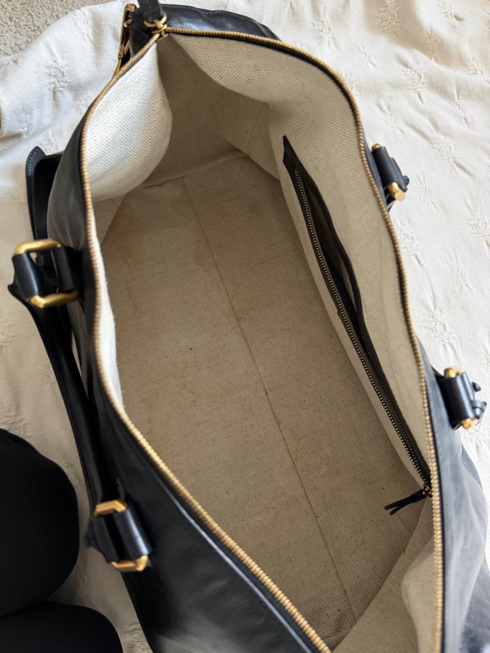 KHAITE Black Leather Duffel with Gold Hardware - Picture 5 of 10